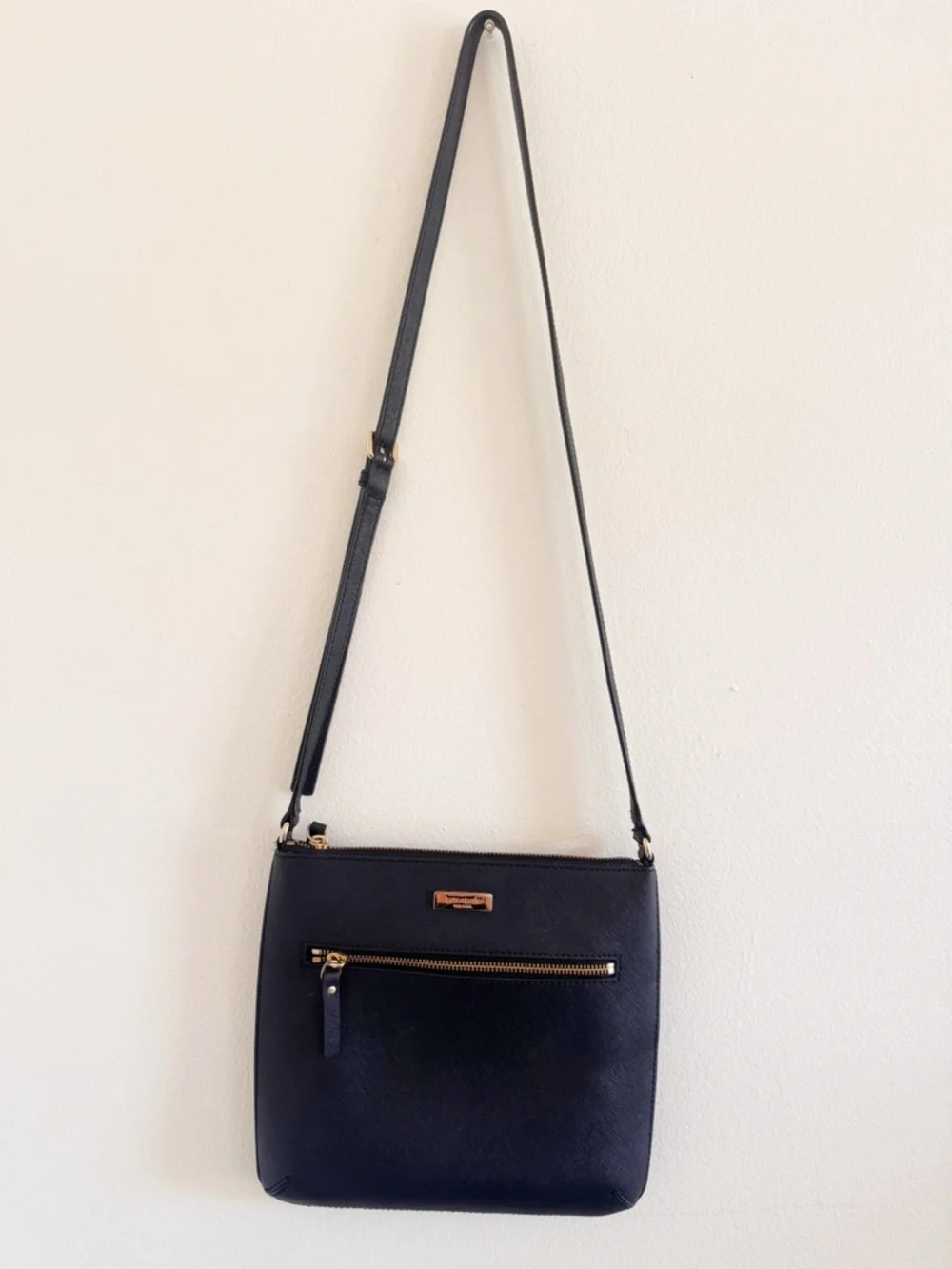 Kate Spade Black Crossbody Shoulder Bag with Front Zip Pocket
